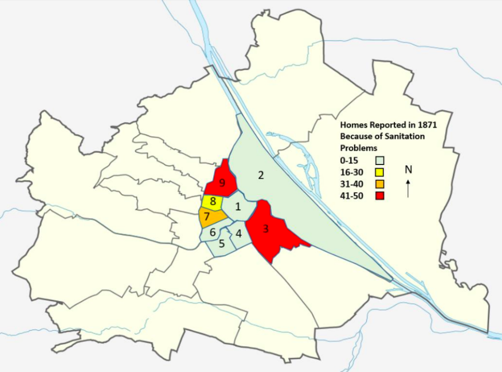 Homes reported in 1871 because of sanitation problems